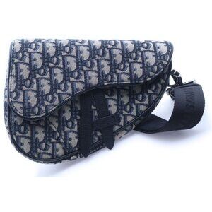 Dior Oblique Saddle Belt Bag Navy Leather